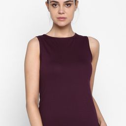 appulse Women Burgundy Solid Round Neck Slim Fit T-shirt-picture-8
