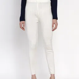 FABNEST Women Acrylic White Solid Ankle-Length Leggings-picture-35