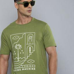 Flying Machine Men Brand Logo Printed Pure Cotton T-shirt-picture-40
