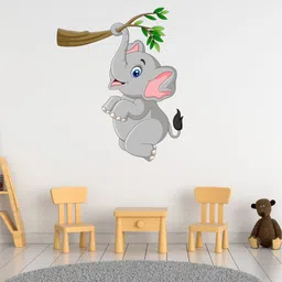 rawpockets Grey & Pink Hanging Elephant on Tree Wall Sticker-picture-33