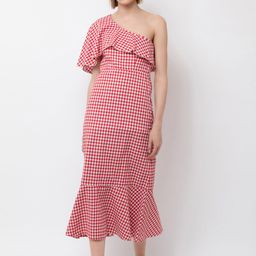 DODO & MOA Women Red & White Checked Sheath Dress-picture-31