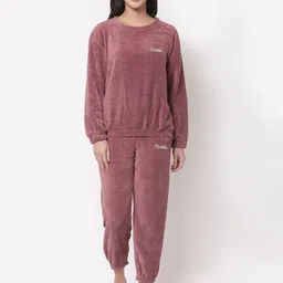 KLOTTHE Women 2 Pieces Round Neck Woolen Night suit-image-36