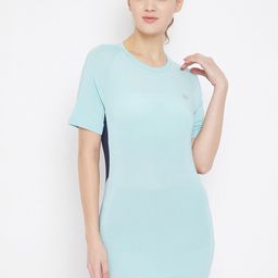 Clovia Women Blue Solid T-shirt Dress-picture-29