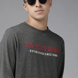 U.S. Polo Assn. Men Grey Brand Logo Printed Sweatshirt-picture-31