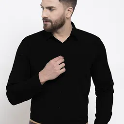 English Navy Men Black Slim Fit Formal Shirt-image-31