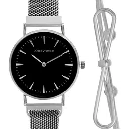 JOKER & WITCH Women Black & Silver-Toned Metallic Bow Watch & Bracelet Gift Set JWBS346-picture-23