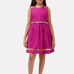 merrigo kidz CACA CINA Girls Magenta Solid A-Line Dress-picture-33