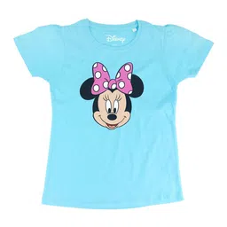 Minnie Girls Blue Minnie Mouse Printed Round Neck T-shirt-picture-41