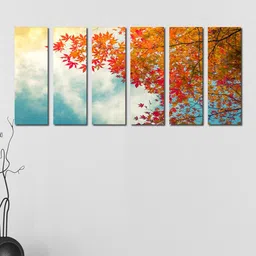999Store Multicoloured Set of 6 Yellow Tree Leaves Wall Art-image-45