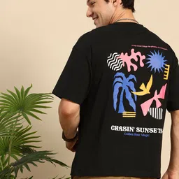 Mast & Harbour Oversized Fit Graphic Printed Drop-Shoulder Sleeves Pure Cotton T-shirt-picture-20