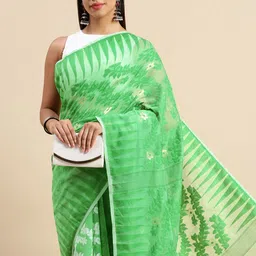 DESH BIDESH Floral Pure Cotton Taant Saree image 1