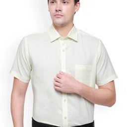 Southbay Men Yellow Smart Slim Fit Solid Formal Shirt-image-46