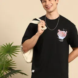 Mast & Harbour Oversized Fit Graphic Printed Drop-Shoulder Sleeves Pure Cotton T-shirt-picture-18