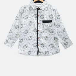 TONYBOY Boys Sea Green & White Regular Fit Printed Casual Shirt-image-66