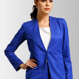 FableStreet Women Blue Solid Tailored Blazer-picture-37