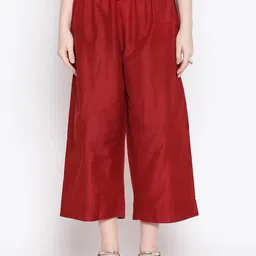 RANGMANCH BY PANTALOONS Women Maroon Regular Fit Solid Culottes-picture-11
