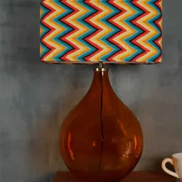 Grated Ginger Rust Orange Printed Contemporary Buffet Table Lamp with Shade-image-88