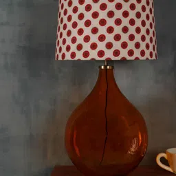 Grated Ginger Red & White Printed Contemporary Big Bump Table Lamp-picture-12