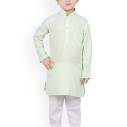 SG YUVRAJ Boys Mint Green Solid Kurta with Pyjamas-picture-46