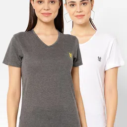 VIMAL JONNEY Women Pack Of 2 Solid V-Neck T-shirt-image-39