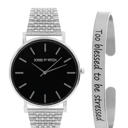 JOKER & WITCH Women Black & Silver-Toned Watch & Bracelet Gift Set JWBS371-picture-16