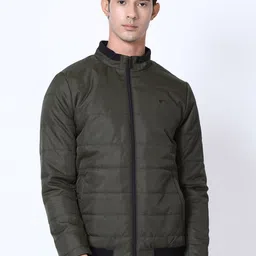 t-base Men Olive Green Solid Lightweight Padded Jacket-image-33