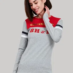 Beverly Hills Polo Club Women Red Colourblocked Hood T-shirt-picture-10