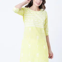 Vishudh Women Yellow & White Printed Tunic-picture-13