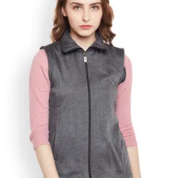 Belle Fille Women Grey Solid Open Front Jacket-picture-17