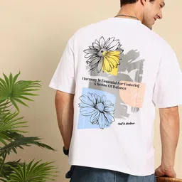 Mast & Harbour Pure Cotton Graphic Printed Drop-Shoulder Sleeves Oversized T-shirt-picture-29
