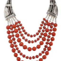 Bamboo Tree Jewels Silver-Toned & red Metal Handcrafted Necklace-picture-23