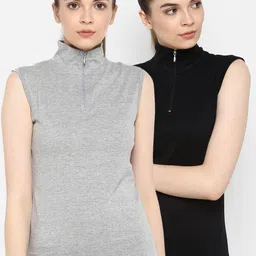 appulse Women Pack of 2 Solid High Neck Sleeveless T-shirts-picture-14