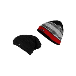 Knotyy Men Pack of 2 Self Design Beanie-image-39