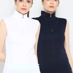 appulse Women Pack of 2 Solid High Neck Sleeveless T-shirts-picture-10