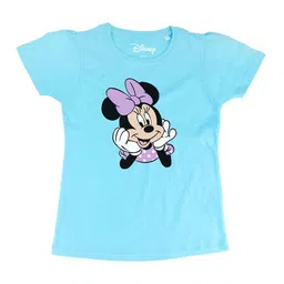 Minnie Girls Blue Minnie Mouse Printed Round Neck T-shirt-picture-26