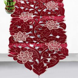 Kuber Industries Maroon Floral Printed Dining Table Runner-picture-14