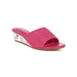 London Rag Pink Raffia Clear Heel Wedge Heels image 1