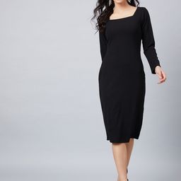 Athena Women Black Solid Sheath Dress-picture-31