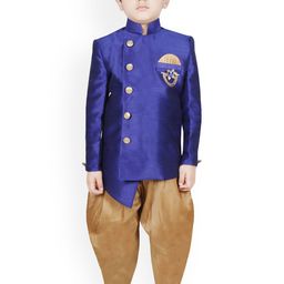 SG YUVRAJ Boys Blue & Brown Sherwani Set-picture-31