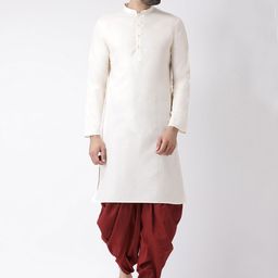 KISAH Men Cream-Coloured Solid Straight Kurta-picture-47