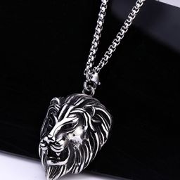 Yellow Chimes Silver-Toned Rhodium-Plated Lion Head-Shaped Pendant With Chain-picture-16