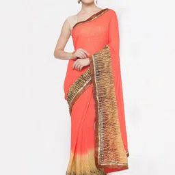 Kvsfab Orange & Brown Bagh Saree-picture-48