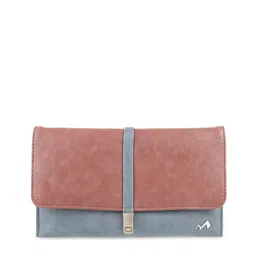Metro Brown & Grey Colourblocked Buckle Detail Clutch-picture-21
