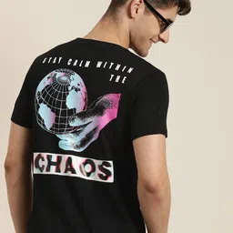 HERE&NOW Men Typography Printed Pure Cotton T-shirt-picture-32