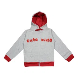 Luke & Lilly Unisex Grey Melange & Red Printed Hooded Sweatshirt-picture-30