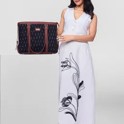 ZOUK Black & White Printed Vegan Leather Sustainable Shoulder 16 Inch Laptop Bag-picture-47