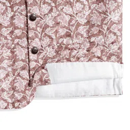 CHARCHIT Boys Floral Printed Brocade Nehru Jacket & Shirt image 3