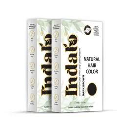 INDALO Set of 2 Natural Hair Colour for Conditioning Hair Growth 100 g Each - Dark Brown image 5