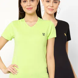 VIMAL JONNEY Women Pack Of 2 Solid V-Neck T-shirt-image-45