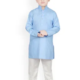 SG YUVRAJ Boys Blue & White Solid Kurta with Pyjamas-picture-51
